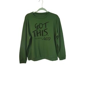 Vibrant Green Sweatshirt with Christian Got this Stop Worrying - God Graphic